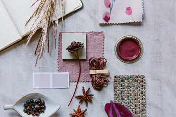 Pink and plum mood board