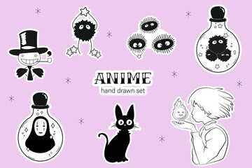 Hand drawn cartoon characters. Vector illustration.