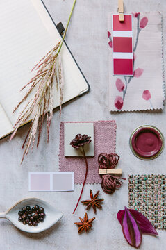 Pink and plum mood board