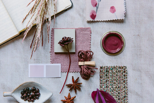 Pink and plum mood board