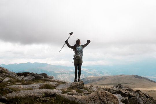 Excursionist taking a selfie after the hard walk
