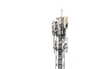 4G and 5G wireless communication antenna transmitter. Telecommunication tower with antenna isolated...