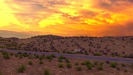 Long Road Stormy Sky, 3D Illustration, 3D Rendering