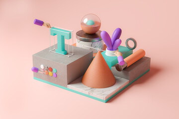 Graphic design surreal 3D set