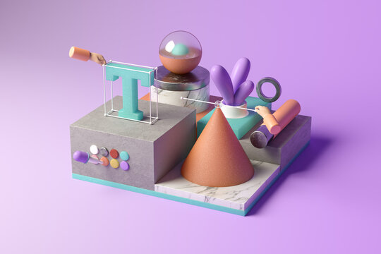 Graphic design surreal 3D set