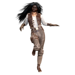 Scifi and Fantasy Adventurer POC woman on isolated white background, 3D Illustration, 3D rendering © Seeker Stock Art
