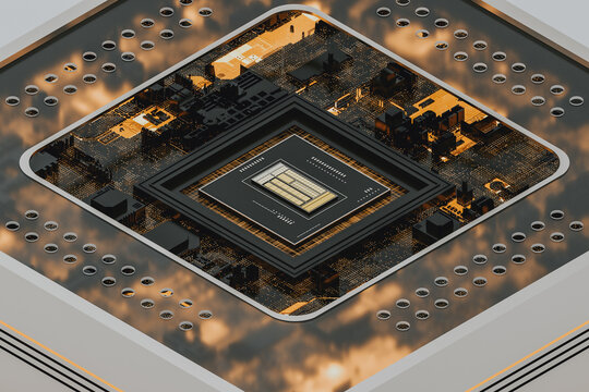 Futuristic microchip - Powered by Adobe