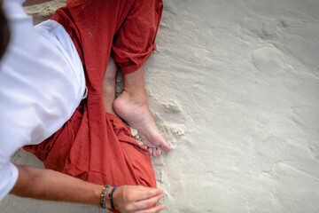 Sitting cross legged