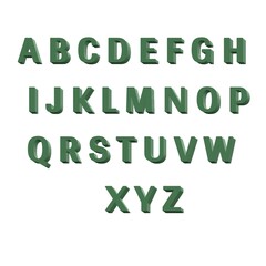 Alphabet letters A to Z written with a brush on a white background 3d