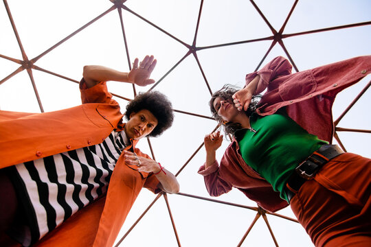 Dancers have fun inside a dome