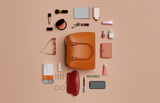 Necessary accessories and a handbag purse