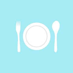 Plate, fork, spoon - vector