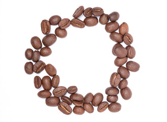 Bean coffee in isolated white background,copy space.