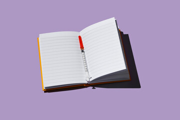 syringe on an open notebook