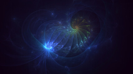 3D rendering abstract blue fractal light background