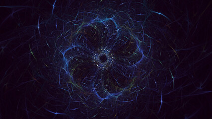 3D rendering abstract blue fractal light background