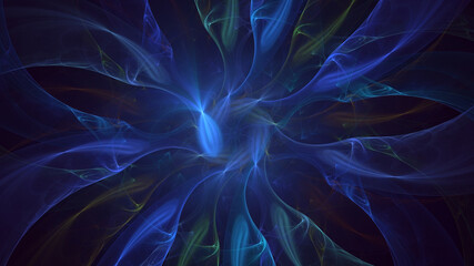 3D rendering abstract blue fractal light background