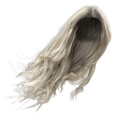 3d render, 3d illustration, fantasy long wavy hair on isolated white background