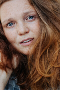 Red hair woman with freckles