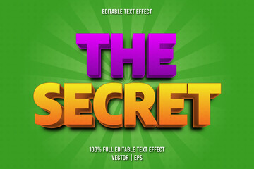 The secret editable text effect cartoon style