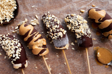 Dark chocolate banana pops