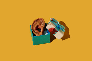 amputated ear in a gift box