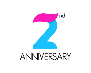 Fototapeta premium 2 year simple anniversary logo design with ribbon icon