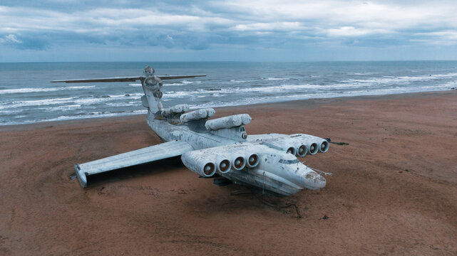 old airplane on the seacoast
