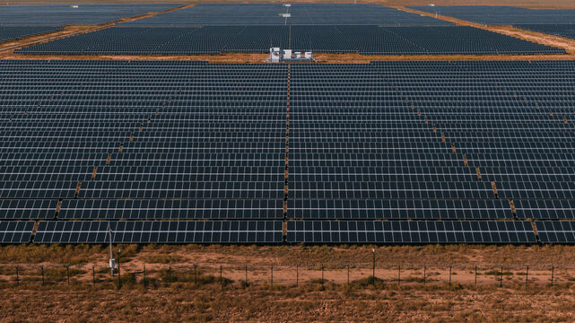 Top-down shot of solar energy panels