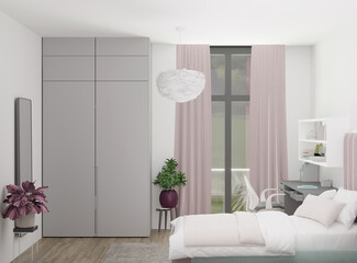 3d rendering of new modern style teenage bedroom