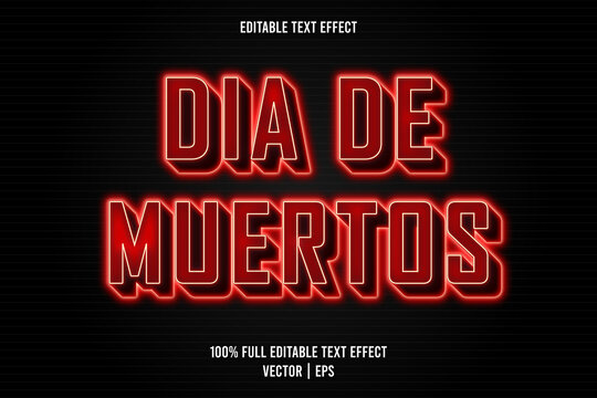 Dia de muertos editable text effect neon style