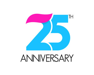 25 year simple anniversary logo design with ribbon icon