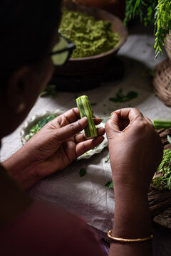 Raw Drumstick And Moringa Leaves