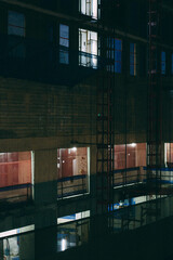 야간 도심 공사장