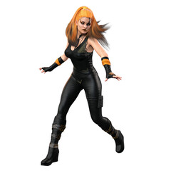 Cyberpunk woman on isolated white background, 3D Illustration, 3D rendering © Seeker Stock Art