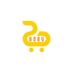 baby cart cute design geometric curves logo vector