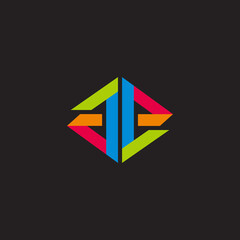 letter ge colorful ribbon simple geometric logo vector