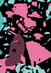 Terrazzo modern abstract template. Black, green