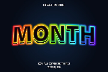 Month editable text effect neon style