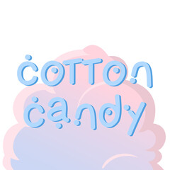 Cotton candy. Logo for dessert. Flat vector illustration for your design. Print poster, flyers, stickers, teeshirt. Pink and blue colors.
