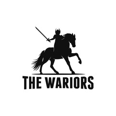 Ancient warrior on horseback logo,silhouette logo vector illustration