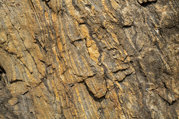 Details of striated rock by the side of the road in Idaho, USA