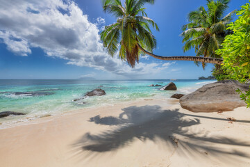 Tropical ocean and Paradise beach in Seychelles island