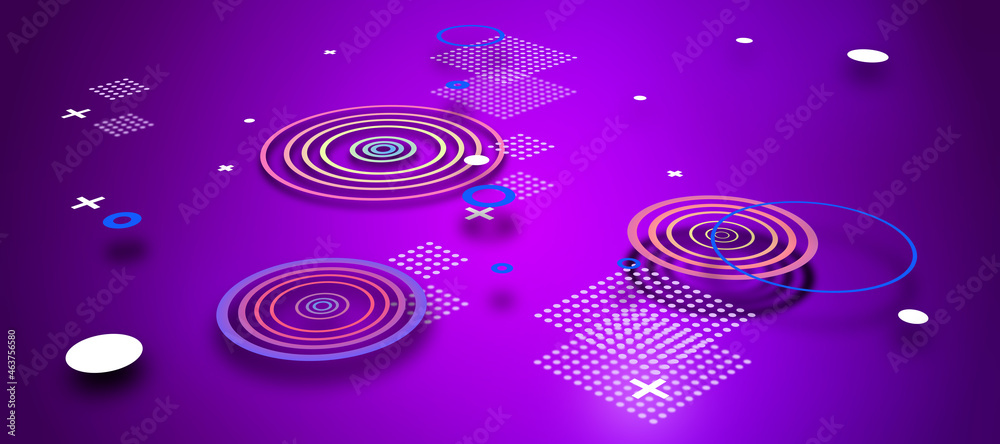 Aufkleber creative glowing digital purple background with tech elements. technology and innovation concept. 3d