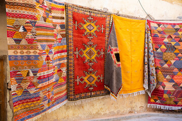 Traditional colored small street in Morocco, Africa