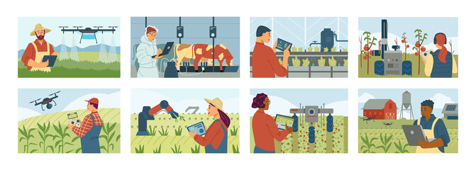Set of smart farming concept posters