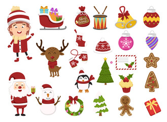 illustration isolated of christmas set vector