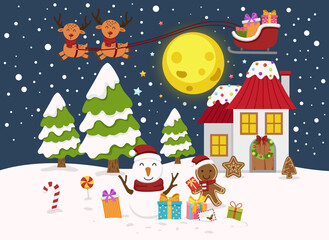 Obraz na płótnie Canvas santa claus happy new year and merry christmas illustration vector