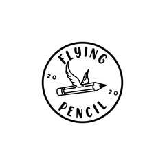 Pencil with wings flying like a rocket