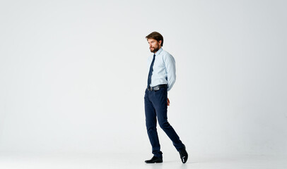 bearded man in shirt with tie emotions movement lifestyle posing
